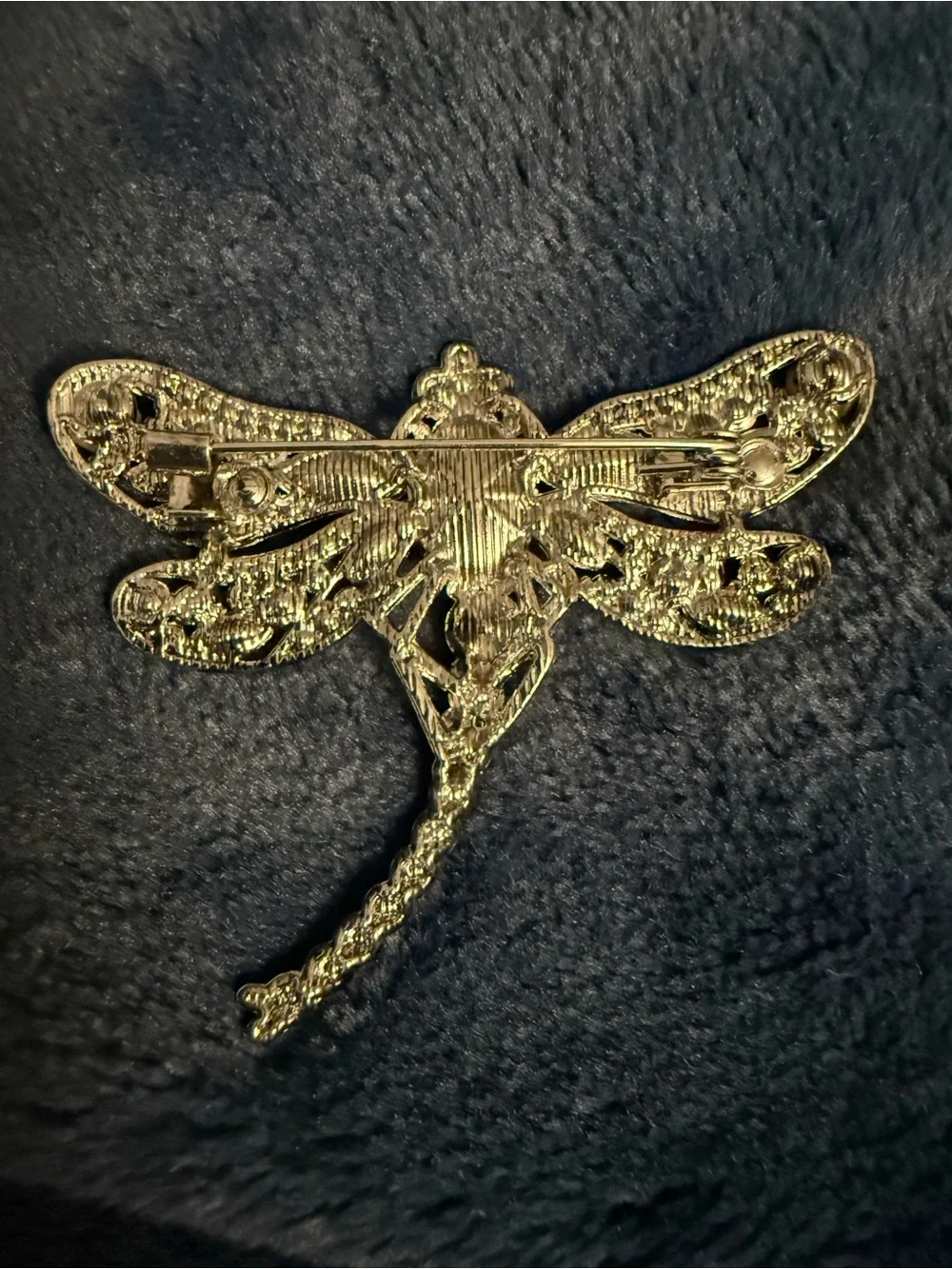 Brooch Elegant Emerald Gold Dragonfly Crystal Accent #12